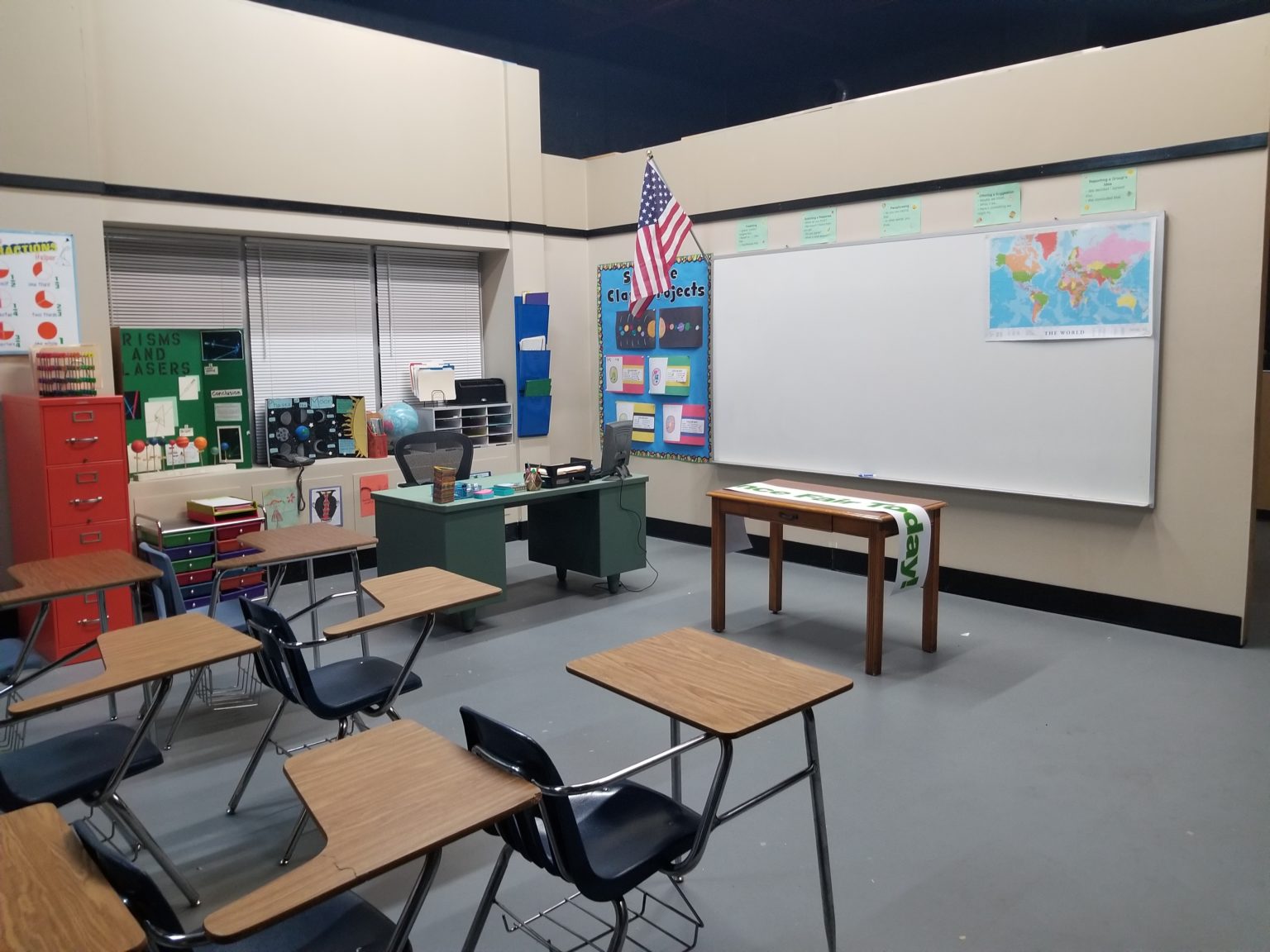 Classroom with whiteboard set